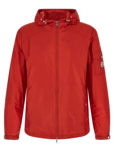 Moncler Red Solid Hood Jacket In Red