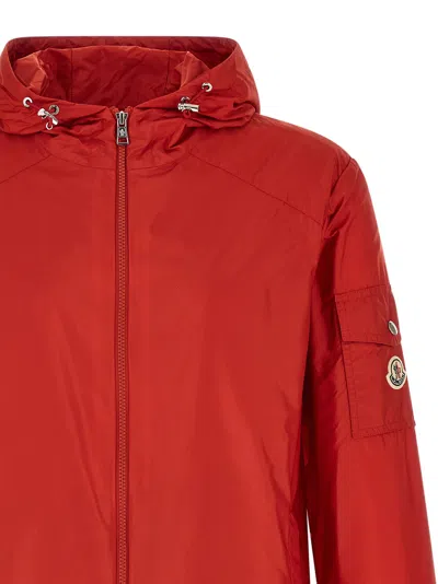 Moncler Red Solid Hood Jacket In Red