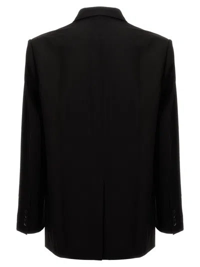 Y/project 'structured Shoulders Logo Embossed Blazer' In Black