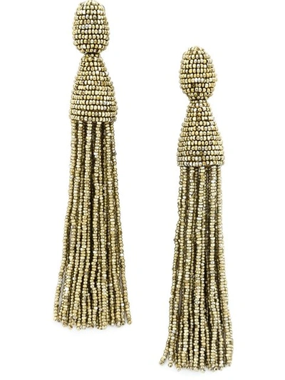 Oscar De La Renta Long Chain Tassel Earrings In Gold