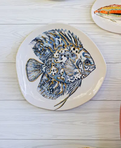 Vietri Reef Discus Fish Oblong Round Platter In Multicolor