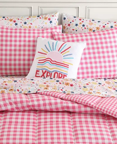 Eddie Bauer Preston Check Microfiber 3-pc. Comforter Set, Twin In White,light Pink