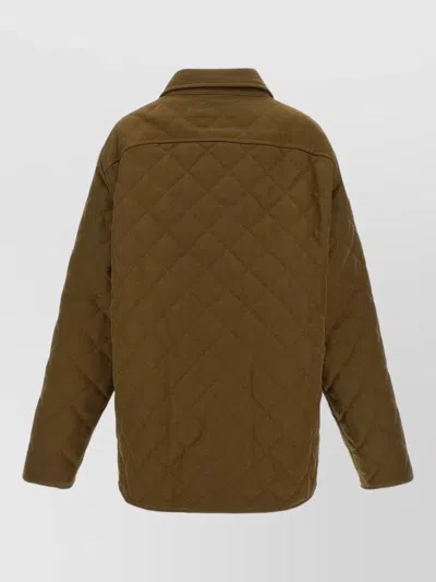 A.p.c. Georges Quilted Diamond Polyester-wool Jacket In Green