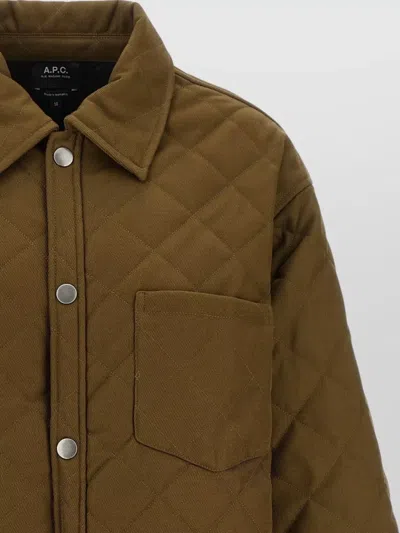 A.p.c. Georges Quilted Diamond Polyester-wool Jacket In Green