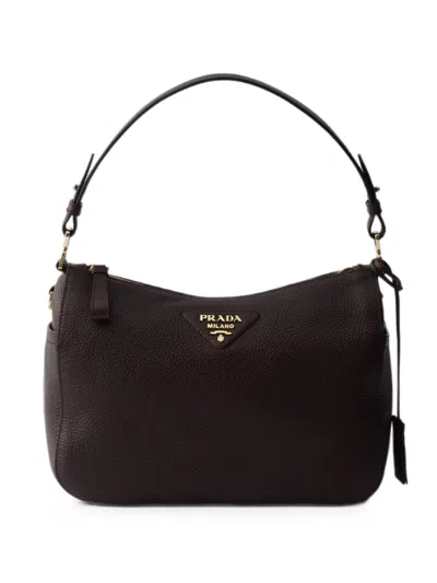 Prada Medium Leather Shoulder Bag In Brown
