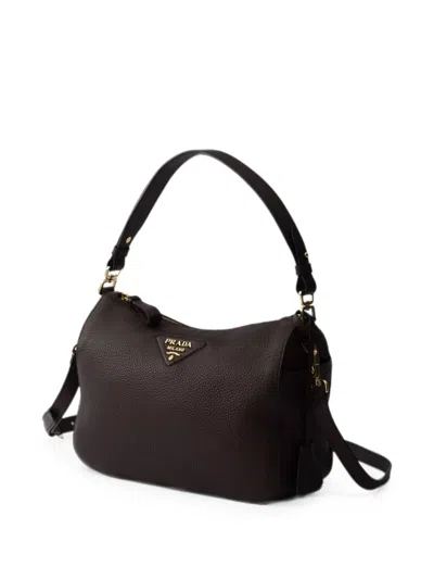 Prada Medium Leather Shoulder Bag In Brown