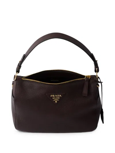 Prada Medium Leather Shoulder Bag In Brown