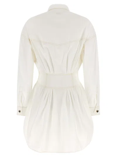 Versace Medusa Shirt Dress Chest Pockets Waist Detail In Neutral