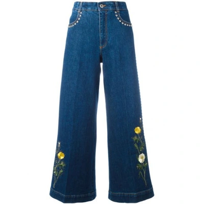 Shop Stella Mccartney Floral Patch Flared Jeans