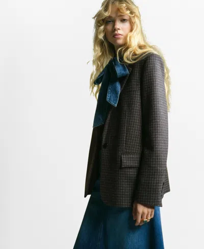 Mango Women's Wool Check Blazer In Gray