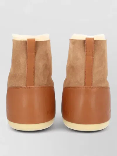 Moon Boot Igloo Slipper Boot Pull Tab Rubber Sole In Brown