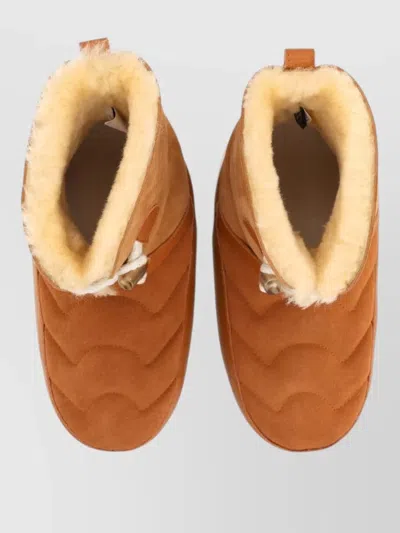 Moon Boot Igloo Slipper Boot Pull Tab Rubber Sole In Brown