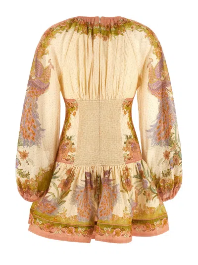 Zimmermann Womens Chartreuse Scarf Floral Indra Floral-print Cotton And Silk-blend Mini Dress In Multi