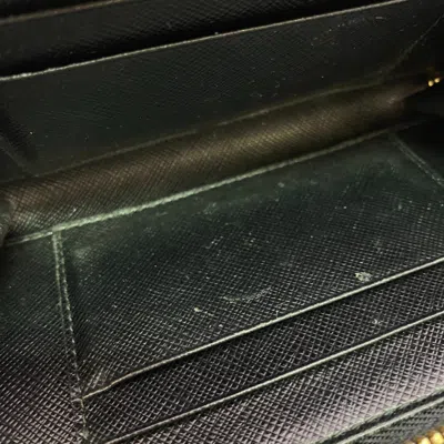 Pre-owned Prada Black Leather Chain/shoulder Wallet ()