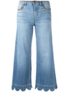 RED VALENTINO Wide leg scalloped hem jeans,MACHINEWASH