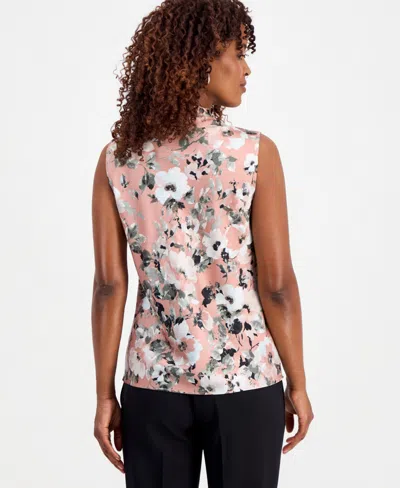 Kasper Petite Sleeveless Bias Bow Blouse In Multi