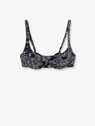 Mc2 Saint Barth Bandana-print Underwired Bikini Top In Black