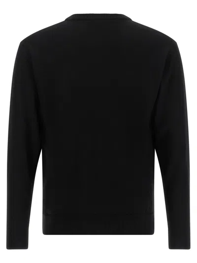 Moschino Virgin Wool Ribbed Crewneck Long-sleeve T-shirt In Black