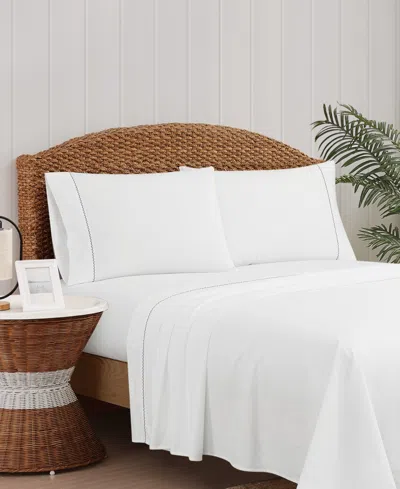 Oceanfront Resort Embroidered Percale 200-thread Count 4-pc. Sheet Set, Queen In White