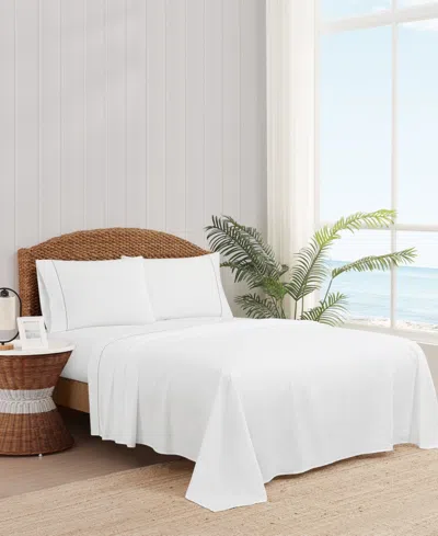 Oceanfront Resort Embroidered Percale 200-thread Count 4-pc. Sheet Set, Queen In White