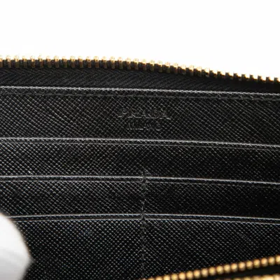 Pre-owned Prada Black Leather Long Wallet (bi-fold) ()