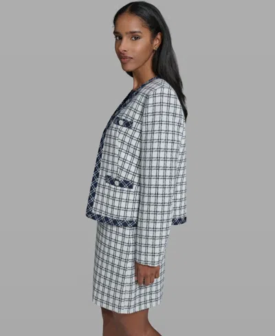 Karl Lagerfeld Women's Open-front Checkered Jacket In Multi