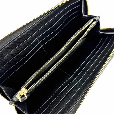 Pre-owned Prada Black Leather Long Wallet (bi-fold) ()