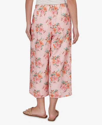 Ruby Rd. Petite Floral Eyelet Pull-on Capri Pants In Pink