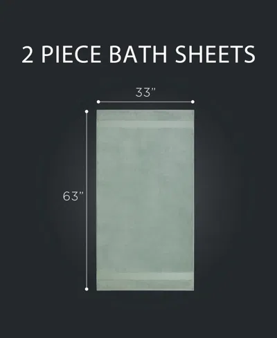 French Connection Solid Dobby 2-pc. Bath Sheet Set, 33" X 63" In Silt Green