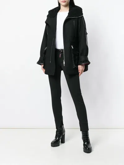 Dsquared2 Shearling Lined Hooded Coat In Black