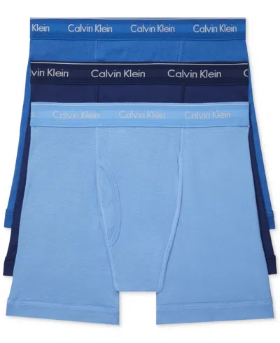 Calvin Klein Classics 3-pack Cotton Boxer Briefs In Blue