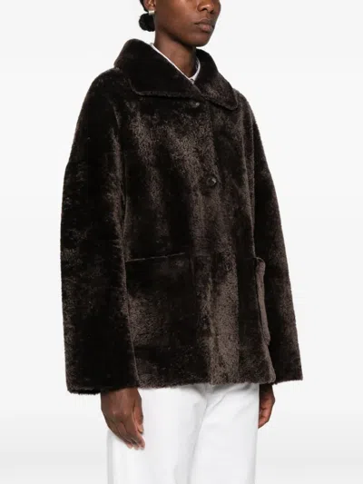 Arma Isabella Reversible Shearling Jacket In Brown