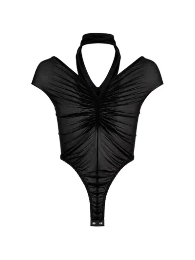 Atlein Draped Bodysuit In Black