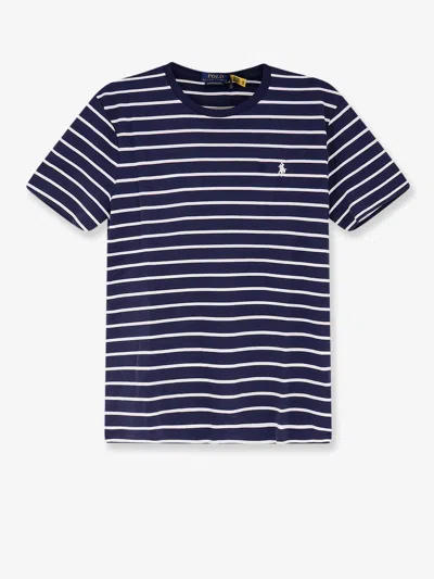 Polo Ralph Lauren Cotton Stripe Polo Pony Slim T-shirt In Blue