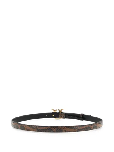 Pinko Python Print Leather Belt In White