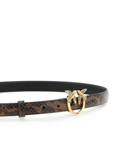 Pinko Python Print Leather Belt In White