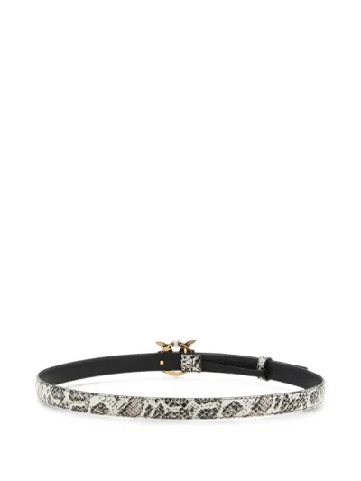 Pinko Python Print Leather Belt In White