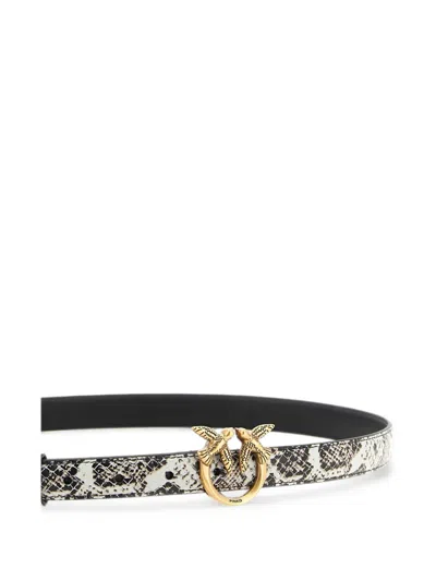 Pinko Python Print Leather Belt In White