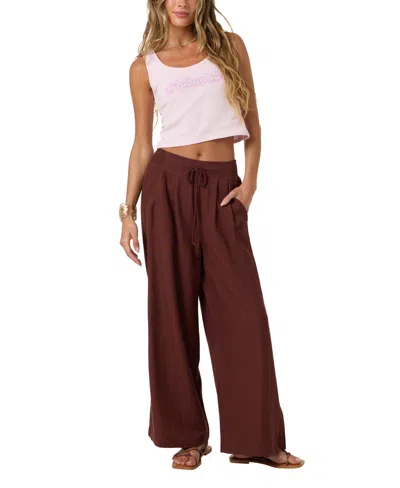 O'neill Women's Kree Drawstring Pull-on Pants In Chocolate
