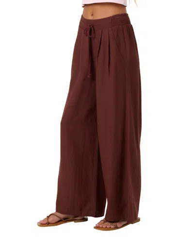 O'neill Women's Kree Drawstring Pull-on Pants In Chocolate