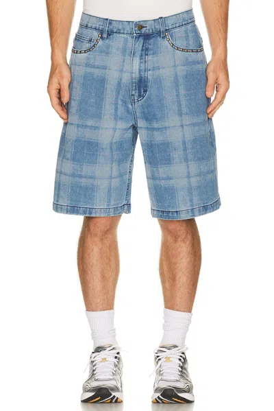 Pleasures Experiment Check-pattern Shorts In Blue