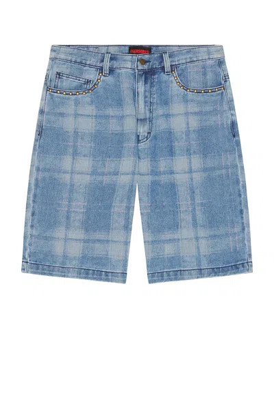 Pleasures Experiment Check-pattern Shorts In Blue