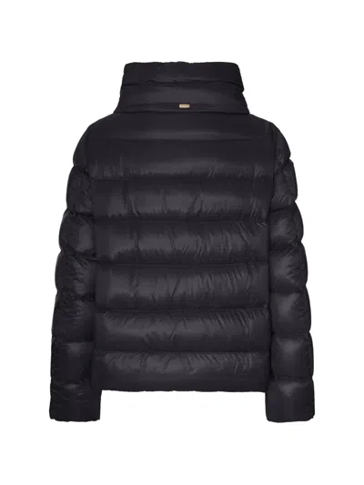 Herno Padded Down Jacket With A Wrap-around Collar In Blue