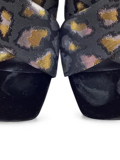 Pre-owned Saint Laurent Patterned Crossover Mules In Black