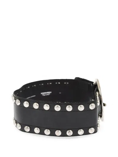 Dsquared2 Studded Leather Belt In Black