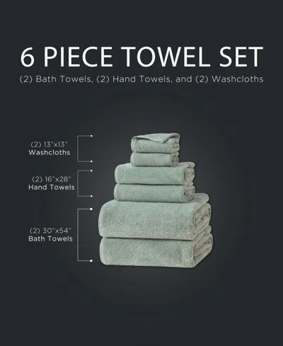 French Connection Solid Dobby 6-pc. Bath Towels Set In Silt Green