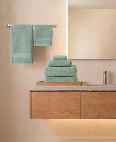 French Connection Solid Dobby 6-pc. Bath Towels Set In Silt Green