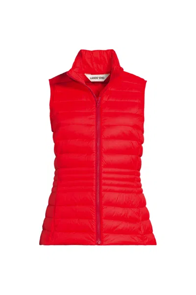Lands' End Plus Size Wanderweight Packable Down Vest In Red