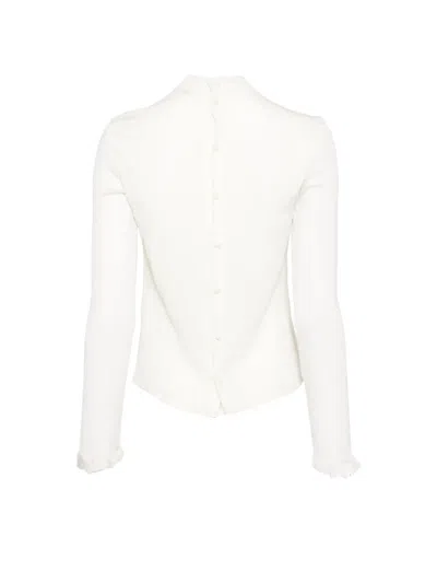 Bally Button-back Ruffled Shirt In White