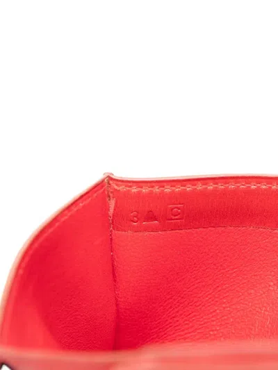 Pre-owned Hermes 1999 Box Calf Compact Wallet Small Wallets In Red
